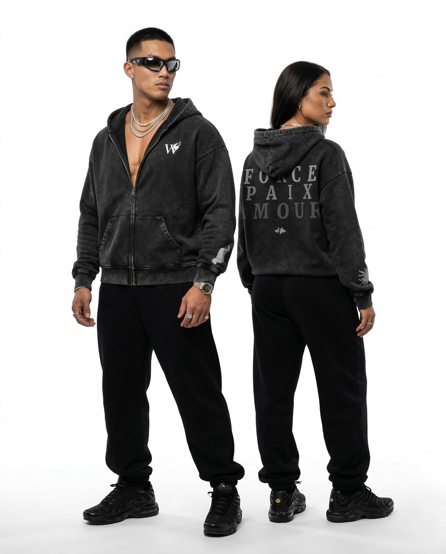 The Heavyweight Boxy Zip Hoodie | Wolfpack — Faded Black