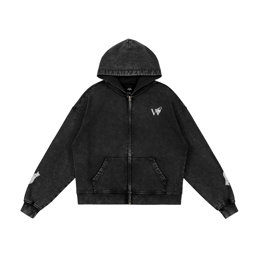 The Heavyweight Boxy Zip Hoodie | Wolfpack — Faded Black